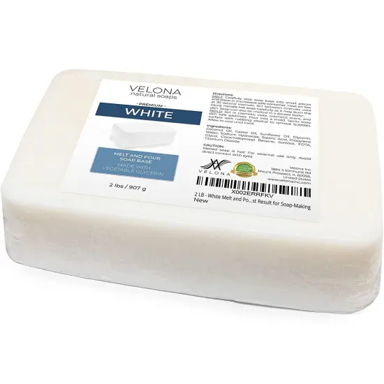 2 LB - White Melt and Pour Soap Base by Velona | SLS/SLES Free | Natural Bars for The Best Result for Soap-Making {3}