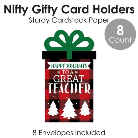 Big Dot of Happiness Plaid Teacher Appreciation&nbsp;- Holiday and Christmas Gifts&nbsp;Money and Gift Card Sleeves - Nifty Gifty Card Holders - 8 Ct {6}