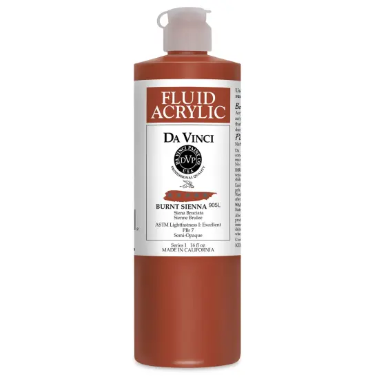 Da Vinci Fluid Acrylics - Burnt Sienna, 16 oz bottle {1}