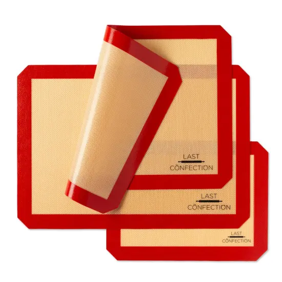 Last Confection Silicone Baking Mat - Set of 3 Non-Stick Professional Food Safe Tray Pan Liners - 2 Half Sheet (11-5/8" x 16-1/2") 1 Quarter Sheet (8-1/2" x 11-1/2") {2}