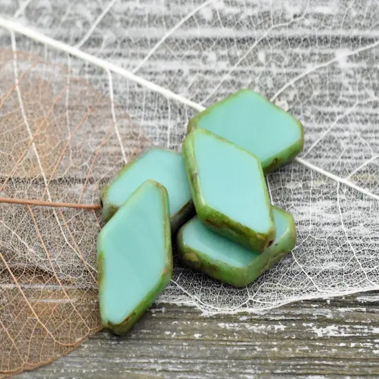 19x13mm Turquoise Picasso Table Cut Diamond Beads {3}