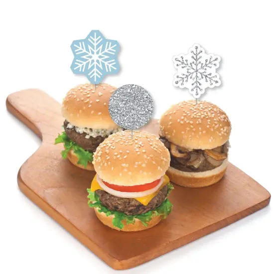 Big Dot of Happiness Winter Wonderland - Dessert Cupcake Toppers - Snowflake Holiday Party and Winter Wedding Clear Treat Picks - Set of 24 {4}