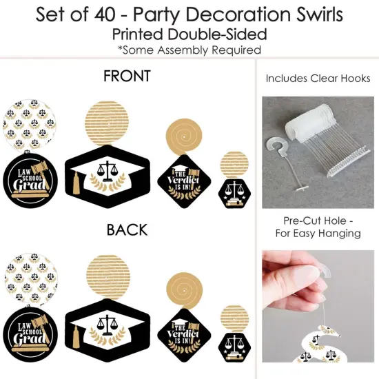 Big Dot of Happiness Law School Graduation Decoratioins Hanging Swirls - Set of 40 {7}