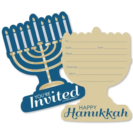 Big Dot of Happiness Happy Hanukkah - Shaped Fill-in Invitations - Chanukah Invitation Cards with Envelopes - Set of 12 {1}