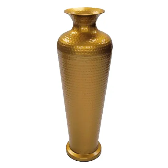 Decorative Modern Gold Metal Hammered Floor Vase - Elegant 23-Inch-Tall Trumpet Shape for Entryway, Living Room, or Dining Room Perfect for Home Decor, Interior Design, Flower Arrangement Display {3}