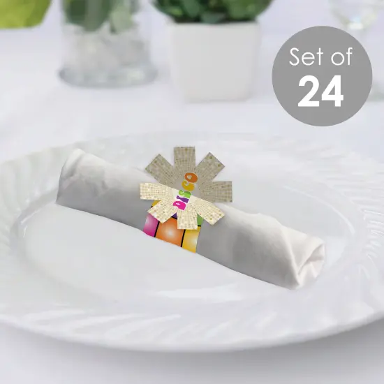 Big Dot of Happiness 70&rsquo;s Disco - 1970s Disco Fever Party Paper Napkin Holder - Napkin Rings - Set of 24 {3}