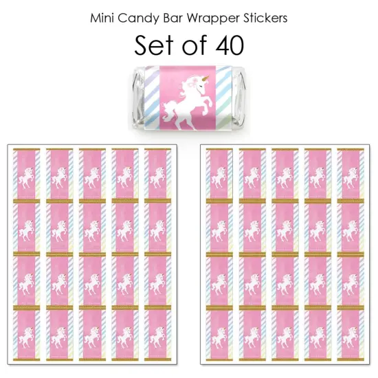 Big Dot of Happiness Rainbow Unicorn - Mini Candy Bar Wrapper Stickers - Magical Unicorn Baby Shower or Birthday Party Small Favors - 40 Count {4}