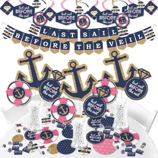 Big Dot of Happiness Last Sail Before The Veil - Nautical Bachelorette and Bridal Shower Supplies - Banner Decoration Kit - Fundle Bundle {1}