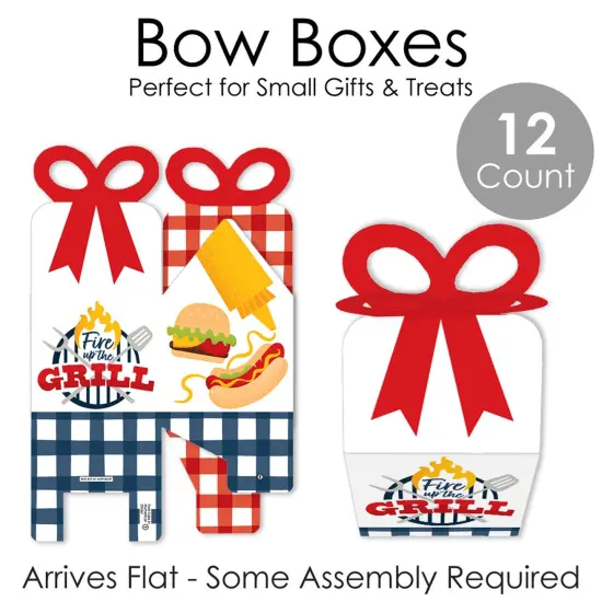 Big Dot of Happiness Fire Up the Grill - Square Favor Gift Boxes - Summer BBQ Picnic Party Bow Boxes - Set of 12 {7}