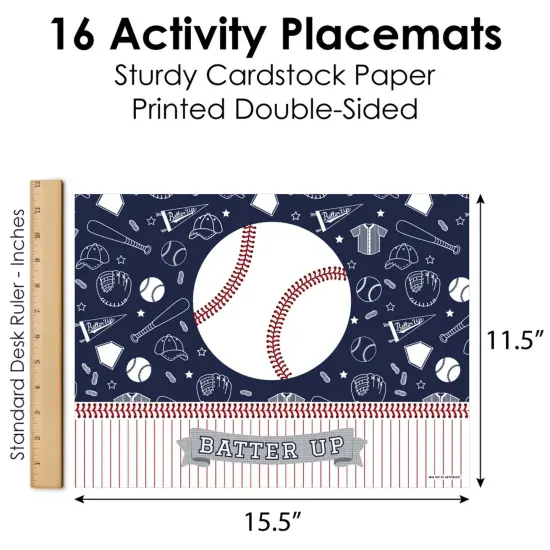 Big Dot of Happiness Batter Up - Baseball - Paper Birthday Party Coloring Sheets - Activity Placemats - Set of 16 {6}