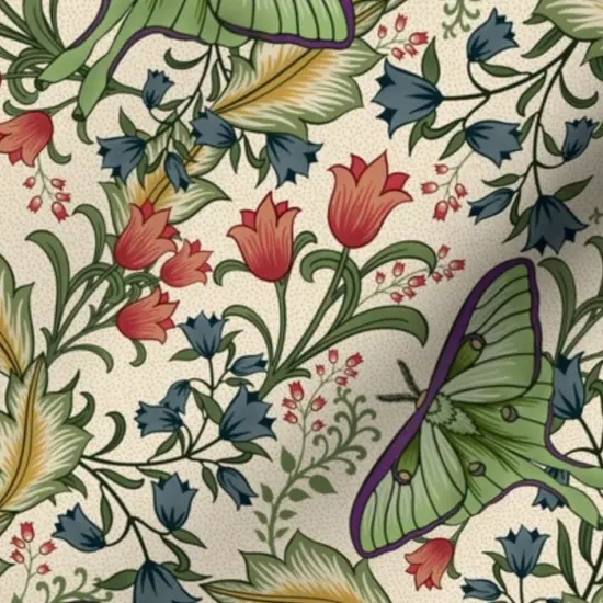 Various Fabrics by the Yard or Fat Quarter Victorian Luna Moth Arts And Crafts Pollinators Art Nouveau Entomology Lepidoptera Custom Printed Fabric by Spoonflower {7}