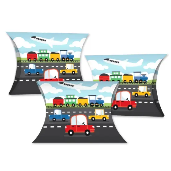 Big Dot of Happiness Cars, Trains, and Airplanes - Favor Gift Boxes - Transportation Birthday Party Petite Pillow Boxes - Set of 20 {1}