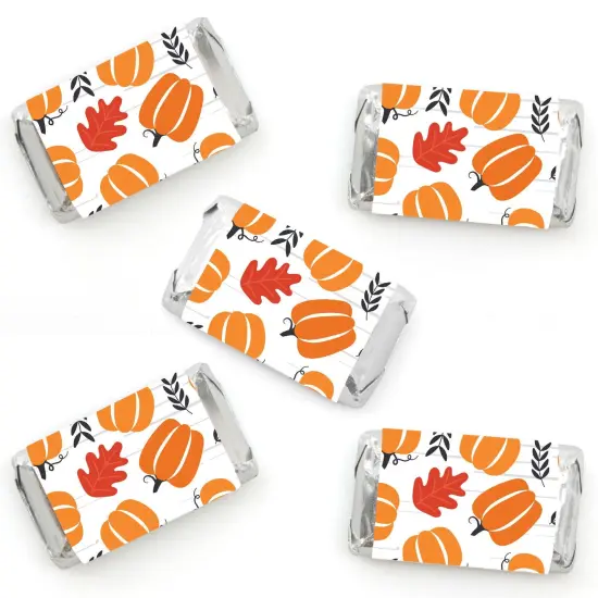 Big Dot of Happiness Fall Pumpkin - Mini Candy Bar Wrapper Stickers - Halloween or Thanksgiving Party Small Favors - 40 Count {1}