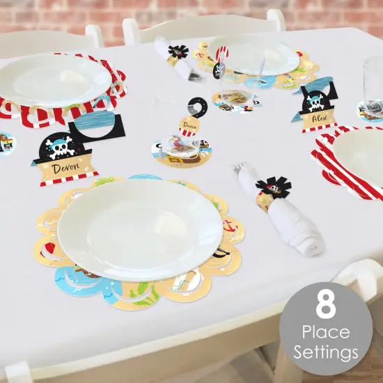 Big Dot of Happiness Pirate Ship Adventures - Skull Birthday Party Paper Charger and Table Decorations - Chargerific Kit - Place Setting for 8 {3}