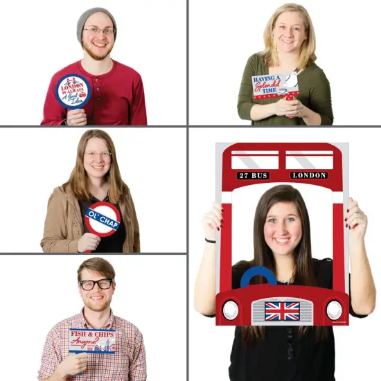 Big Dot of Happiness Cheerio, London - British UK Party Selfie Photo Booth Picture Frame and Props - Printed on Sturdy Material {3}