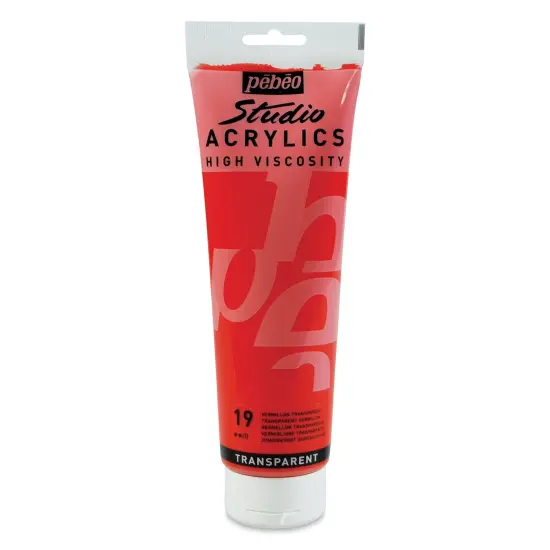 Pebeo High Viscosity Acrylics - Transparent Vermilion, 250 ml, Tube {1}