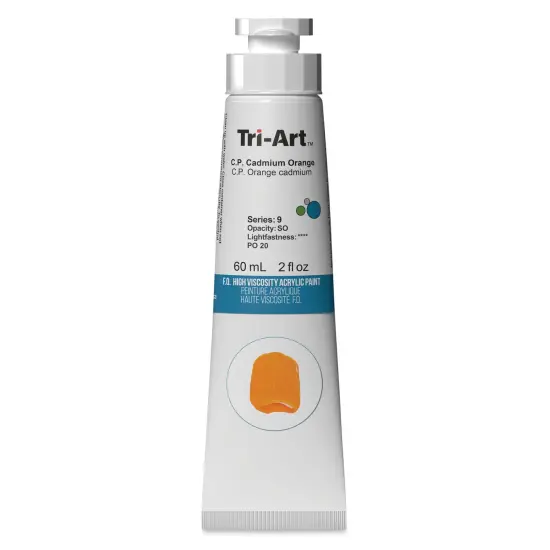 Tri-Art High Viscosity Artist Acrylic - C.P. Cadmium Orange, 60 ml tube {1}
