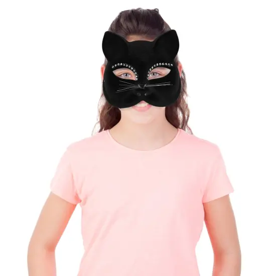 Venetian Black Cat Mask - Masquerade Costume Half Face Eye Mask for Kids and Adults {4}