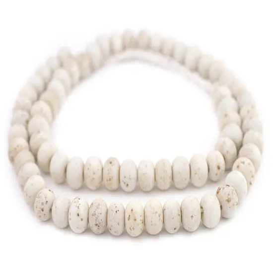 The Bead Chest&reg; Ancient Style Java Glass Beads, 24+ Inch Strand, 11mm Beads, Available in 13 Colors White {1}
