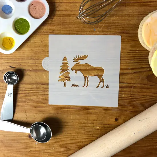 Moose Cookie & Craft Stencil | CM054 by Designer Stencils | Cookie Decorating Tools | Baking Stencils for Royal Icing, Airbrush, Dusting Powder | Craft Stencils for Canvas, Paper, Wood | Reusable Food Grade Stencil {3}