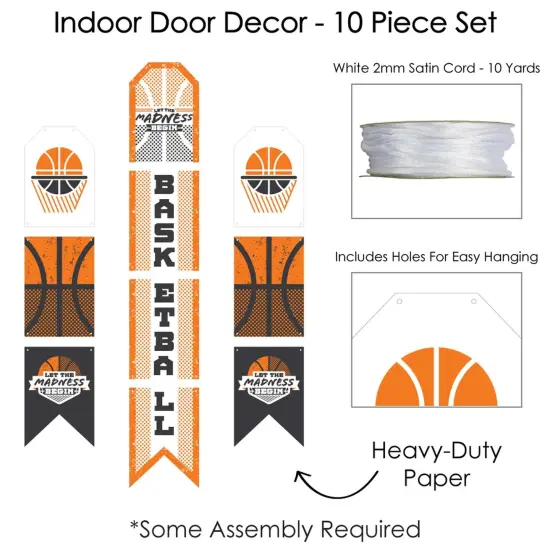Big Dot of Happiness Basketball - Let The Madness Begin - Hanging Vertical Paper Door Banners - College Basketball Wall Decor Kit - Indoor Door Decor {6}