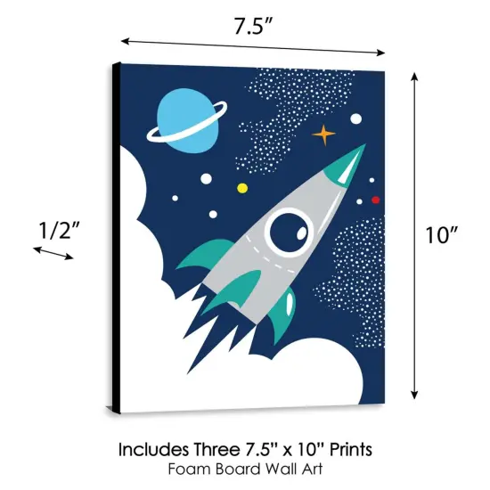 Big Dot of Happiness Blast Off to Outer Space - Rocket Ship Nursery Wall Art & Kids Room Decorations - Gift Ideas - 7.5 x 10 inches - Set of 3 Prints {6}