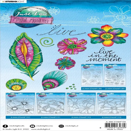 Studio Light Mindful Moodling Clear Stamp-Nr. 188, Feather And Flowers {2}