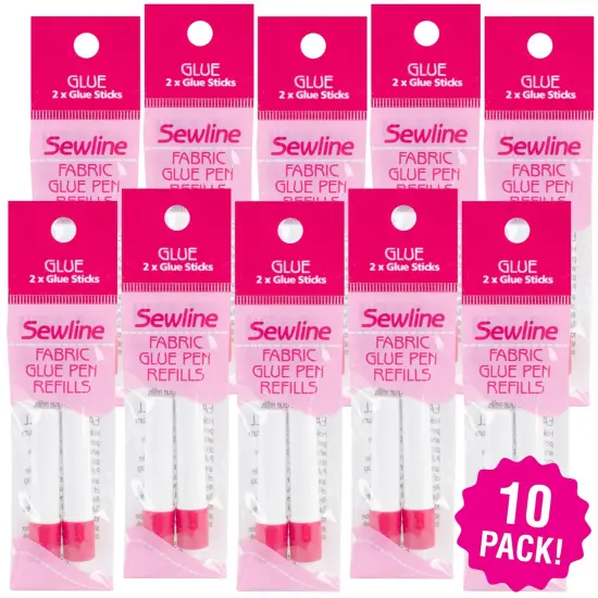 Multipack of 10 - Sewline Water-Soluble Fabric Glue Pen Refill 2/Pkg-Blue {1}