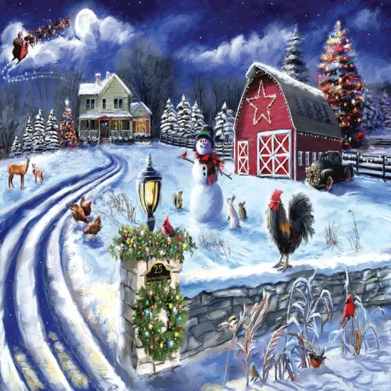 Sunsout Holiday Farm Road 500 pc Christmas Jigsaw Puzzle 65024 {1}