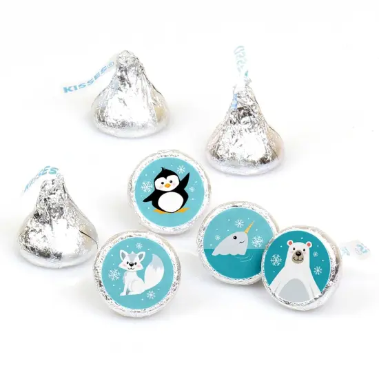 Big Dot of Happiness Arctic Polar Animals - Baby Shower or Birthday Party Round Candy Sticker Favors - Labels Fits Chocolate Candy (1 Sheet of 108) {1}