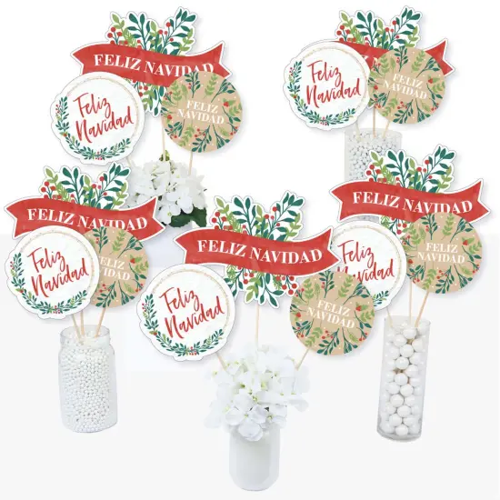 Big Dot of Happiness Feliz Navidad - Holiday and Spanish Christmas Party Centerpiece Sticks - Table Toppers - Set of 15 {3}