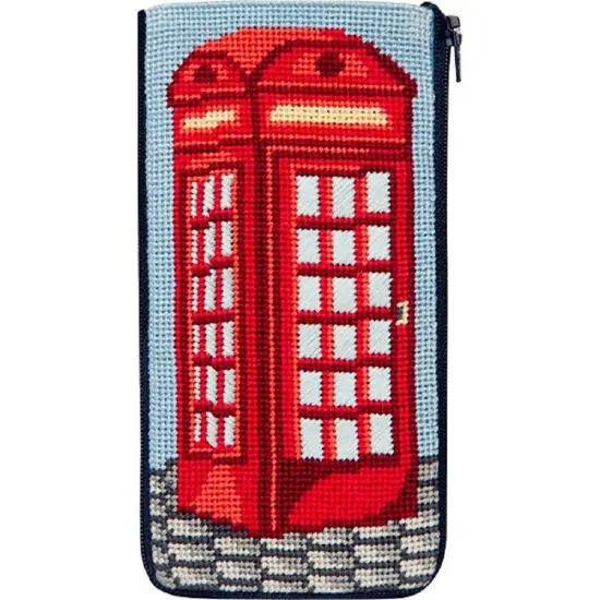 Stitch and Zip Eyeglass Case Kit SZ485 - English Phone Booth Multicolor {1}