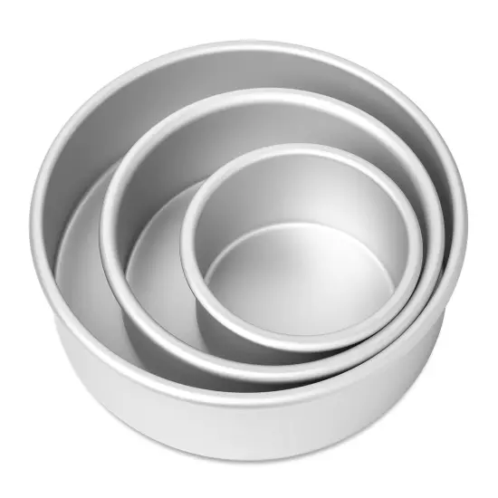 Last Confection Aluminum 3-Piece Round Cake Pan Sets - Professional Bakeware {3}