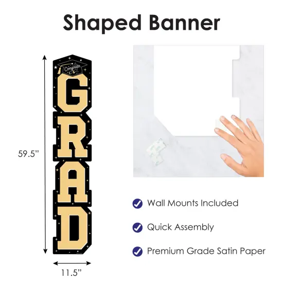 Big Dot of Happiness Hello College - Graduation Banner - Vertical Shaped Banner Decorations {4}