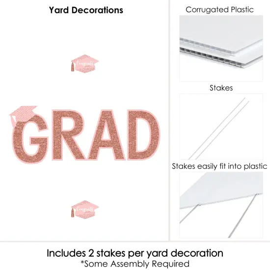 Big Dot of Happiness Rose Gold Grad - Yard Sign Outdoor Lawn Decorations - Graduation Party Yard Signs - Grad {6}