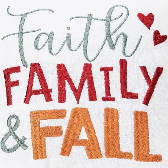 "Faith Family & Fall" Cotton Blend Embroidered Mini Thanksgiving Accent Pillow 10" x 10" {4}