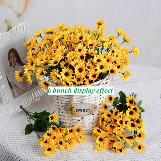 6 Bunches Artificial Sunflower Bouquet: Lifelike Floral Decor for Any Occasion {3}