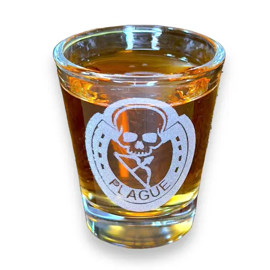 2oz Four Horsemen PLAGUE Shot Glass {1}