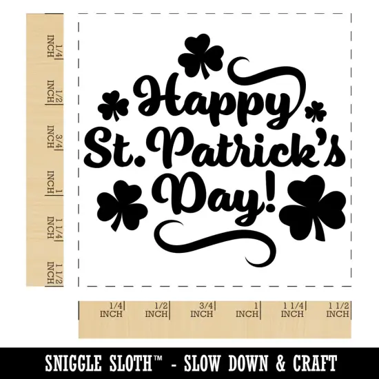 Happy Saint Patrick's Day with Shamrocks Self-Inking Rubber Stamp Ink Stamper Blue {1}
