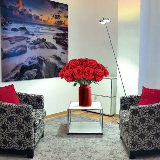 30" Red Queen Anne Rose Stem - Set of 12, Lifelike Silk Roses, Elegant Floral D&eacute;cor, Perfect for Arrangements, Events & Home - Ideal for All Seasons, Floral Home by Artificial Flowers {4}