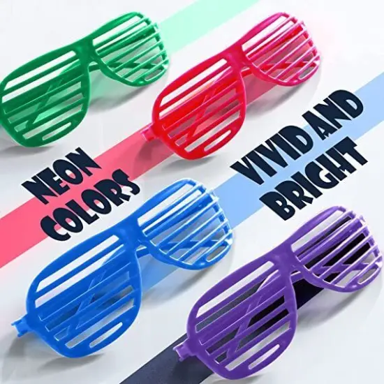 Novelty Place Neon Color Shutter Glasses 80's Party Slotted Sunglasses {1}