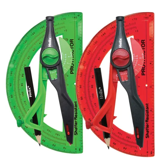 Plastic Locking Compass & Protractor Set, 5 Sets {5}