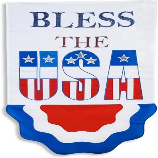 Bless the USA Banner 2 Sided Patriotic House Flag {1}