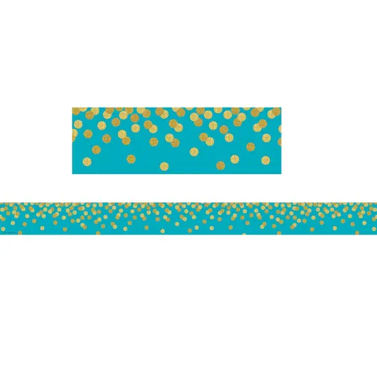 Teal Confetti Straight Border Trim, 35 Feet Per Pack, 6 Packs {2}