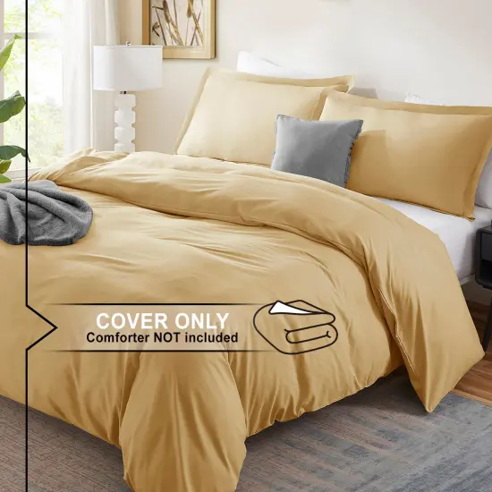 Nestl Double Brushed Microfiber Duvet Cover Set Camel Gold {2}