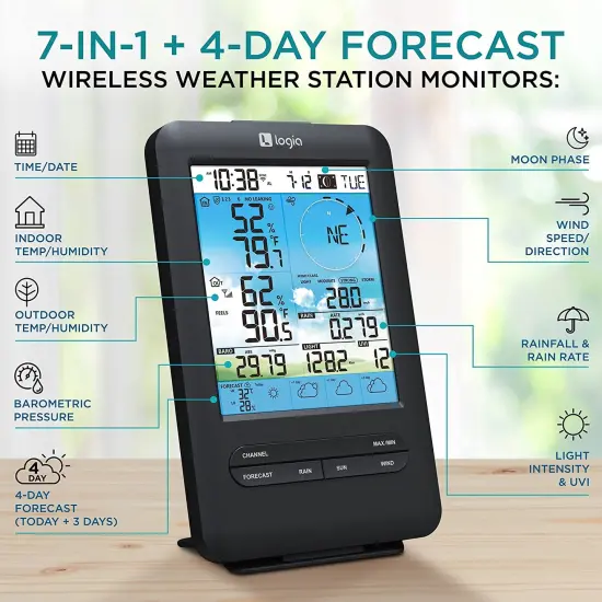 Logia 7-in-1 Wireless Weather Station 5.5" with 3-Day Forecast {2}