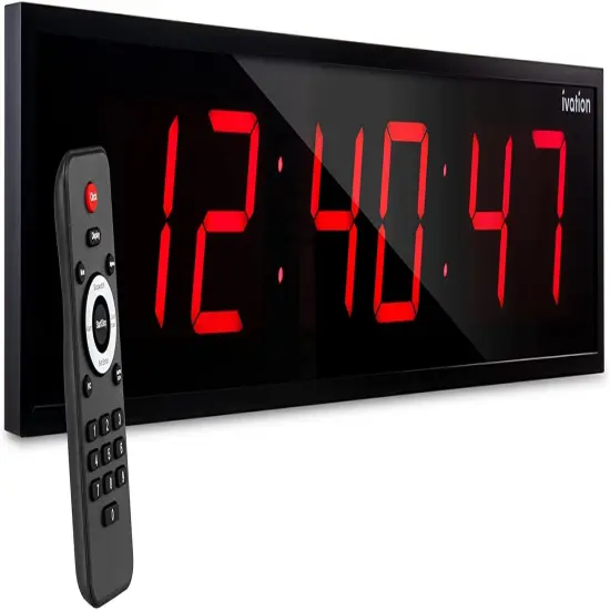 Ivation Huge 48" inch Digital LED Clock with Stopwatch, Alarms, Timer & Temp Red {1}