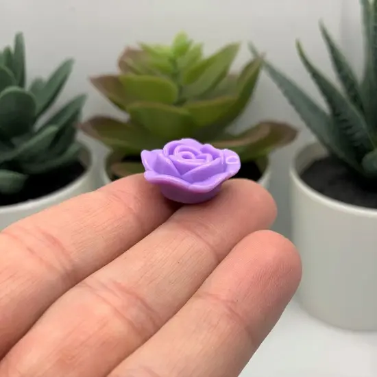 4, 20 or 50 Pieces: Purple Chunky Rose Flower Beads {3}