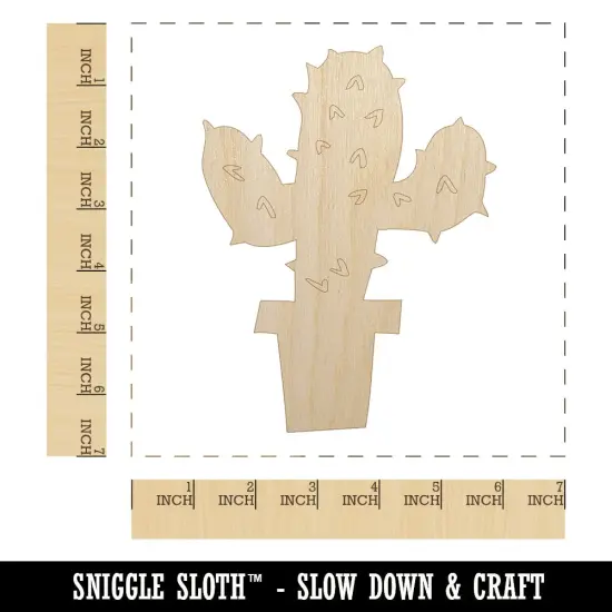 Cute Prickly Cactus Unfinished Wood Shape Piece Cutout for DIY Craft Projects {1}