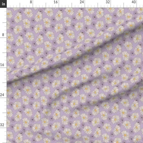 Various Fabrics by the Yard or Fat Quarter Retro Whimsical 70S Floral Botanical Purple Flowers Daisy Spring Custom Printed Fabric by Spoonflower {1}